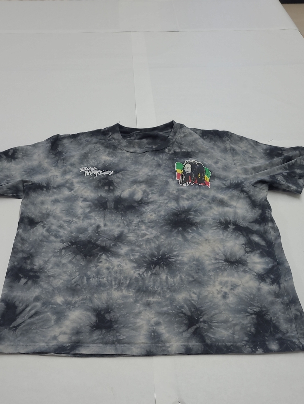 Bob Marley Tie-Dye Graphic Tee - Black & Gray Size 1X - Picture 2 of 6
